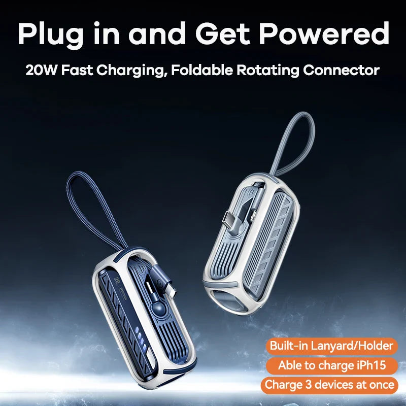 Remax Rpp-28 20W Fast Charging Power Bank 5000Mah With Rotary Cabled Direct Foldable Connector Power Banks