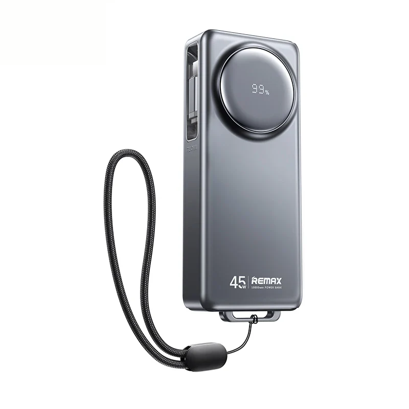 REMAX FCP-10 10000mAh Power Bank 45W Fast Charge Telescopic Cable Ultra-Portable & Smart Digital Display Power Banks