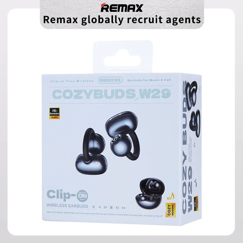 Remax CozyBuds W29 Clip-On Earbuds Headphone Wireless Bluetooth 5.4 Earphones With Ear Clip