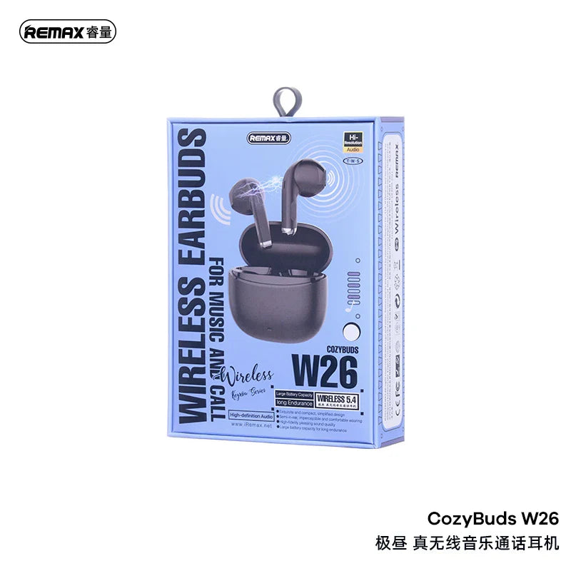 Remax True Wireless Earbuds for Music and Call Cozybuds W26 Bluetooth 5.4 Tws Gaming Auriculares Internos Earphones