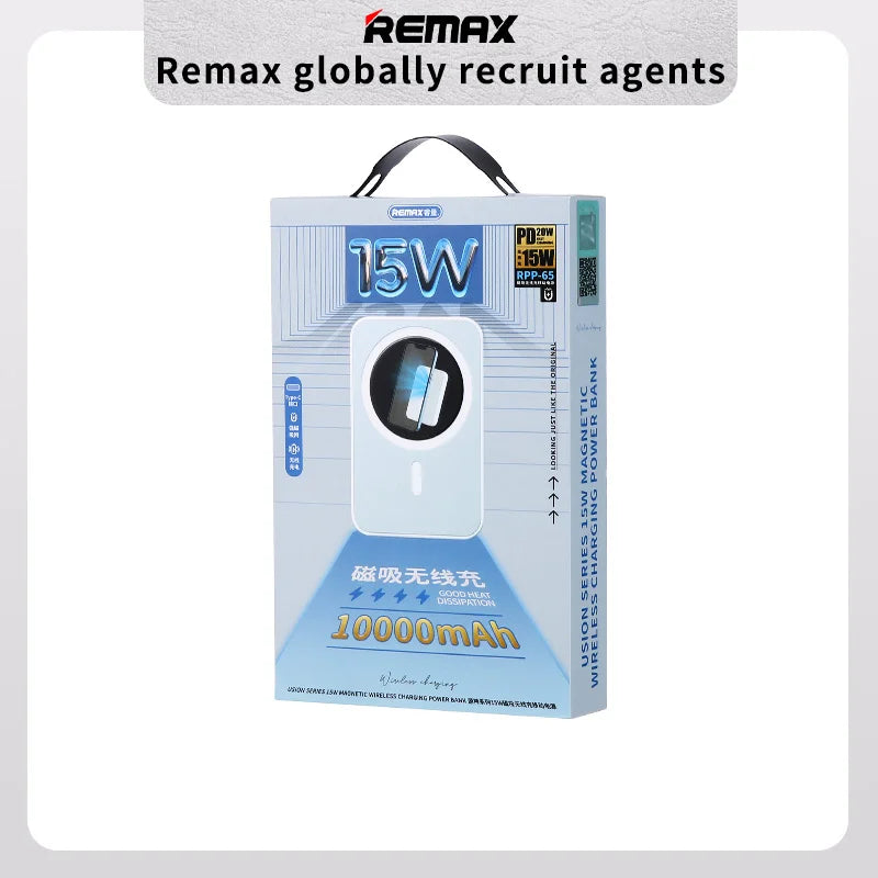 Remax RPP-65 Capacity External Battery Portable 10000mah Mobile Power Bank Magnetic Wireless Chargers Powerbank