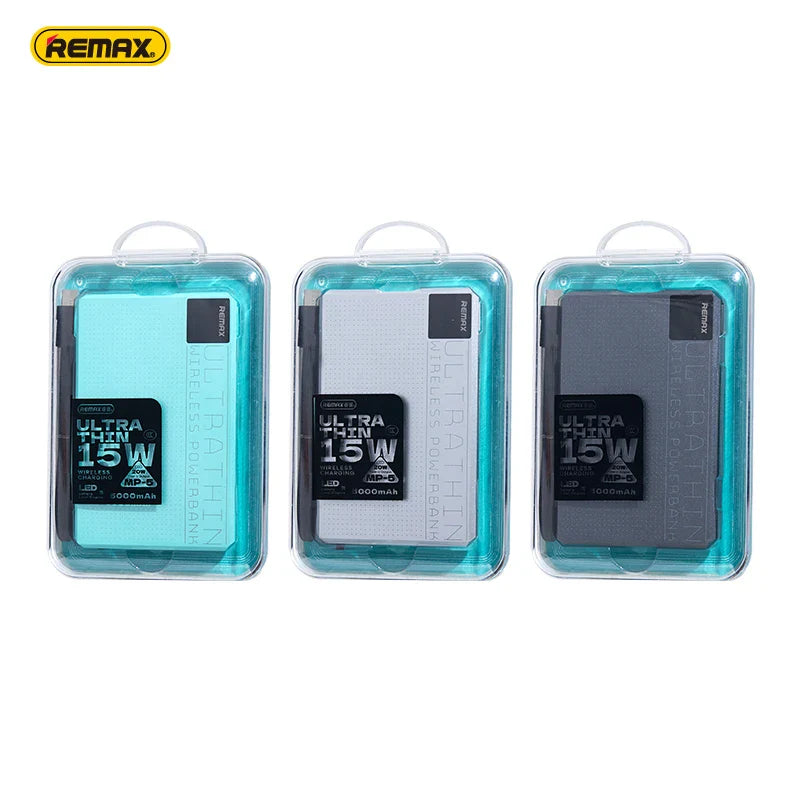REMAX MP-5 5000mAh Power Bank 15W Magnetic Wireless PD20W Fast Charge Ultra-Thin Metal Design Power Banks