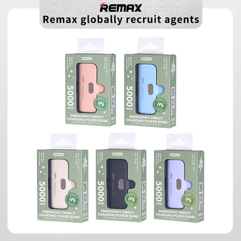 Remax Capsule Series Rpp-633 2A Emergency Direct Charging Power Bank 5000Mah Cheap Power Banks Custom Logo for Phone
