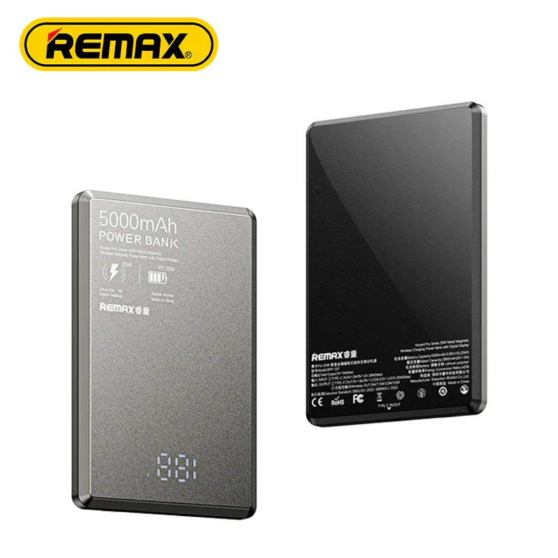REMAX RPP-109 20W Metal Magnetic Wireless Charging Power Bank with Digital Display 10000mAh Portable Power Banks