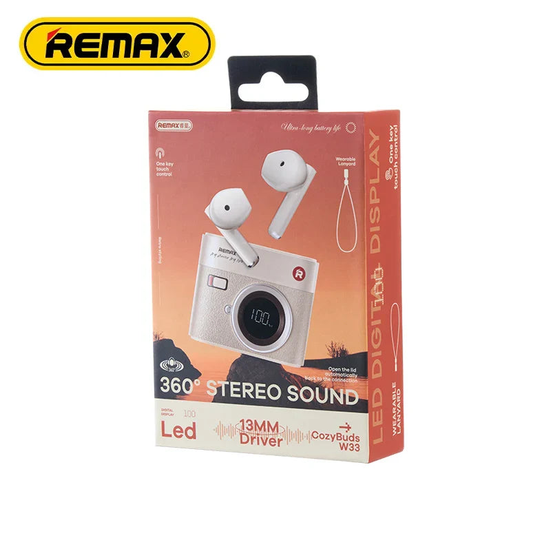 REMAX CozyBuds W33 New Arrival Retro Camera Gaming Earphone True Wireless Music and Call TWS Earbuds