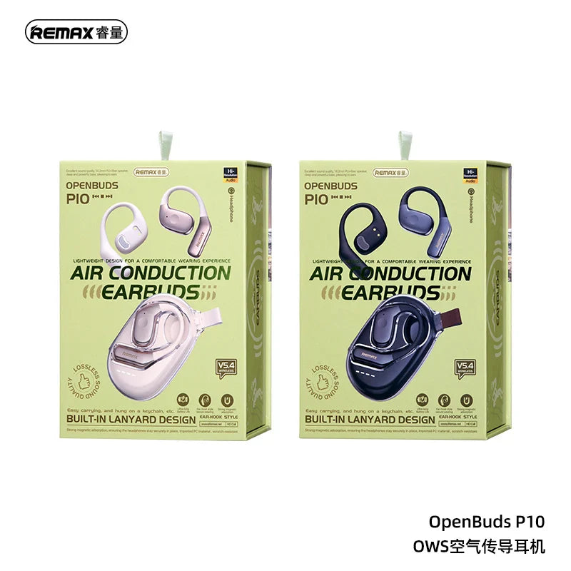 Remax OpenBuds P10 Air Conduction Earbuds Open Earhook Sports Headsets Wireless BT Ear Clip Headphones Earphones