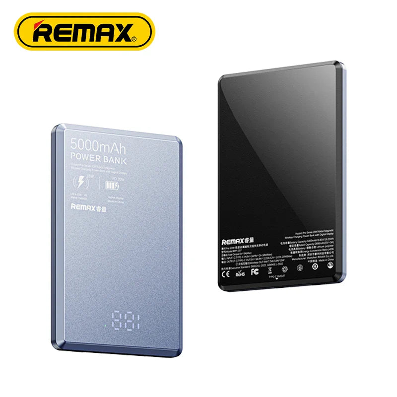 REMAX RPP-109 20W Metal Magnetic Wireless Charging Power Bank with Digital Display 10000mAh Portable Power Banks