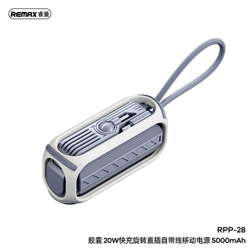 Remax Rpp-28 20W Fast Charging Power Bank 5000Mah With Rotary Cabled Direct Foldable Connector Power Banks