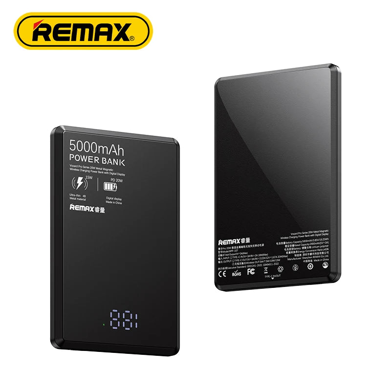 REMAX RPP-109 20W Metal Magnetic Wireless Charging Power Bank with Digital Display 10000mAh Portable Power Banks
