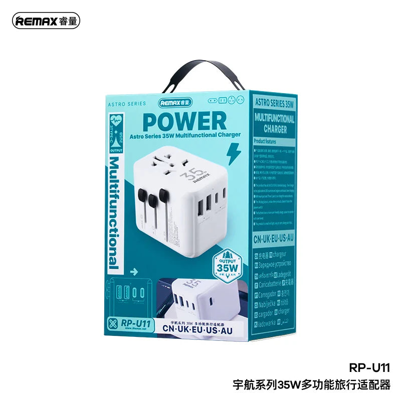 Remax RP-U11 35W Multifunctional Charger Adapter Universal Travel Charger US/AU/EU/UK