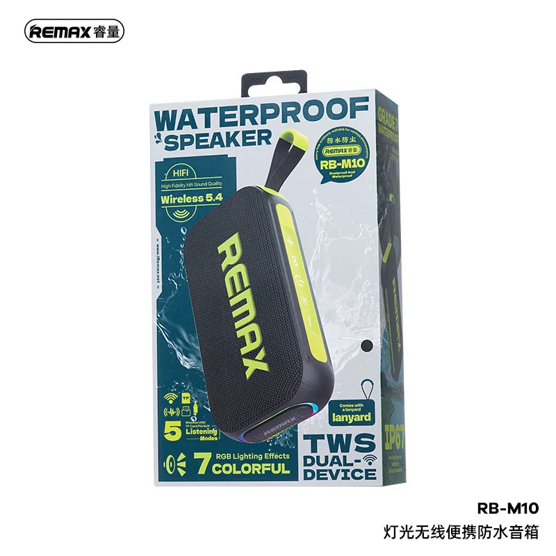 REMAX RB-M10 RGB Colorful Lighting Wireless Portable IP67 Waterproof Speaker Mini Outdoor Party Smart Speaker