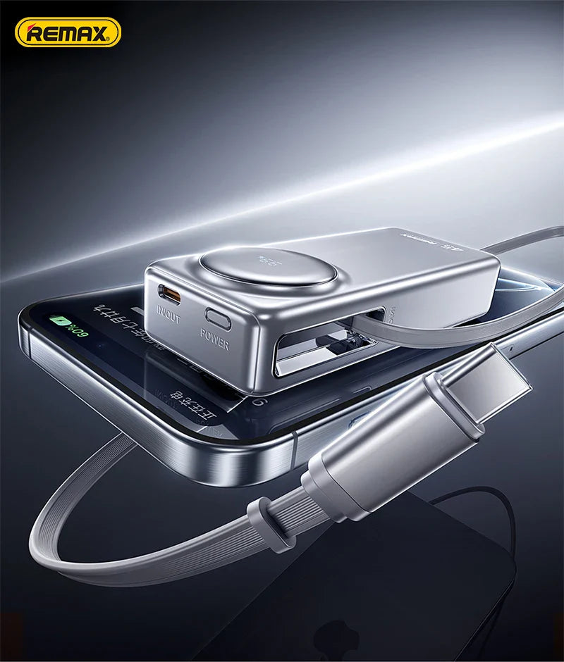 REMAX FCP-10 10000mAh Power Bank 45W Fast Charge Telescopic Cable Ultra-Portable & Smart Digital Display Power Banks