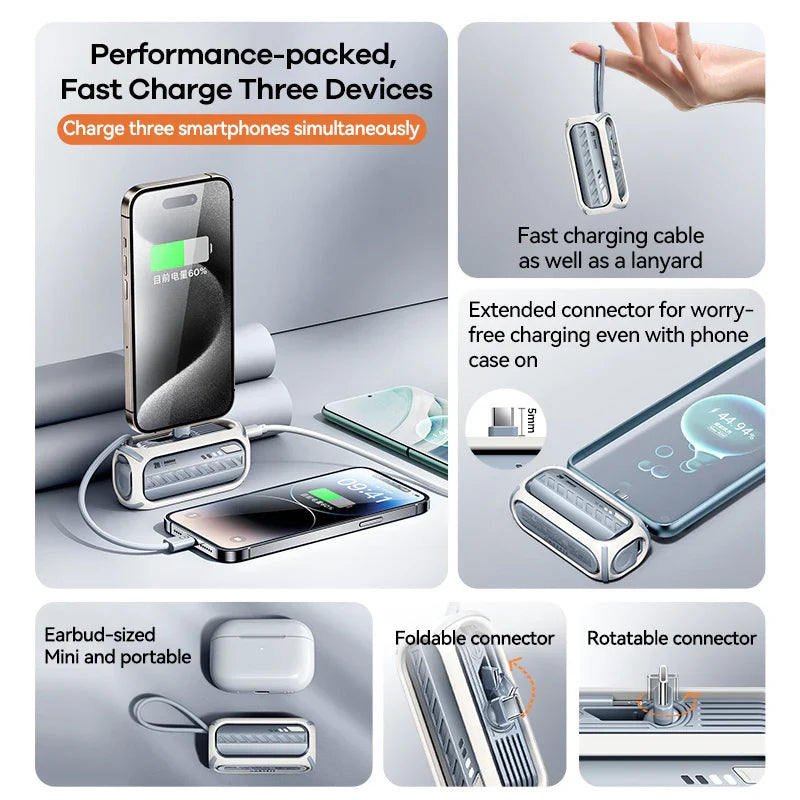 Remax Rpp-28 20W Fast Charging Power Bank 5000Mah With Rotary Cabled Direct Foldable Connector Power Banks