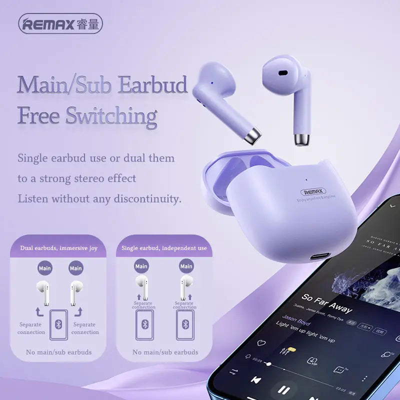 REMAX Factory New Purple Pink TWS Wireless Headphone Earbuds Bluetooth Earphones Headphones